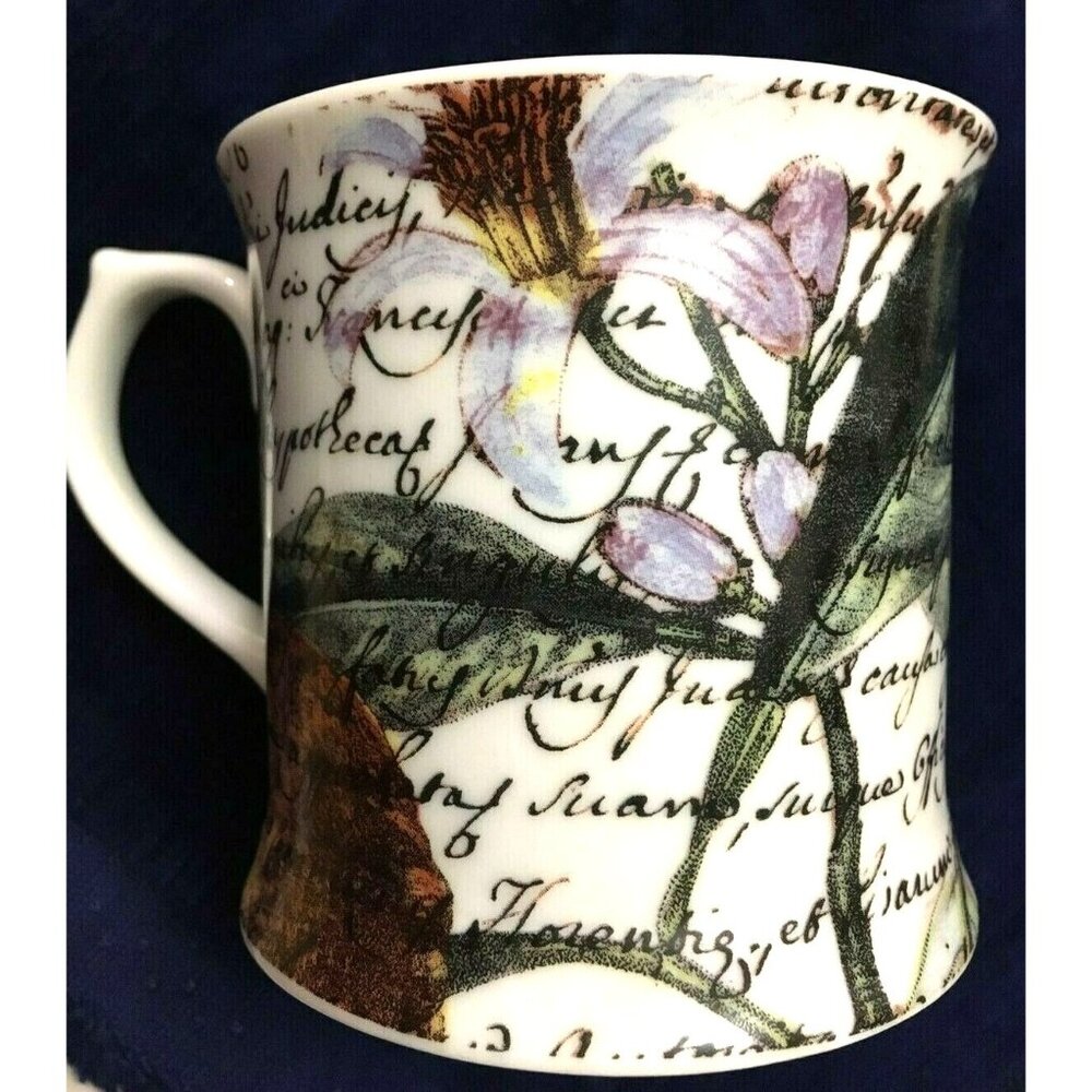 Lot Of 2 Rosanna Coffee Mugs Porcelain White Floral 12 Oz